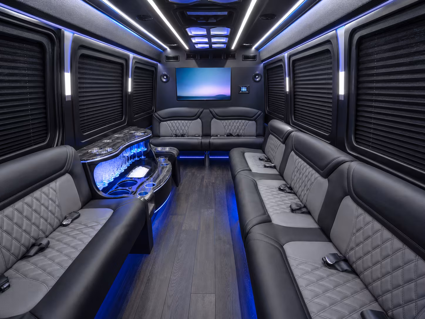 columbus 20 passenger party bus inside