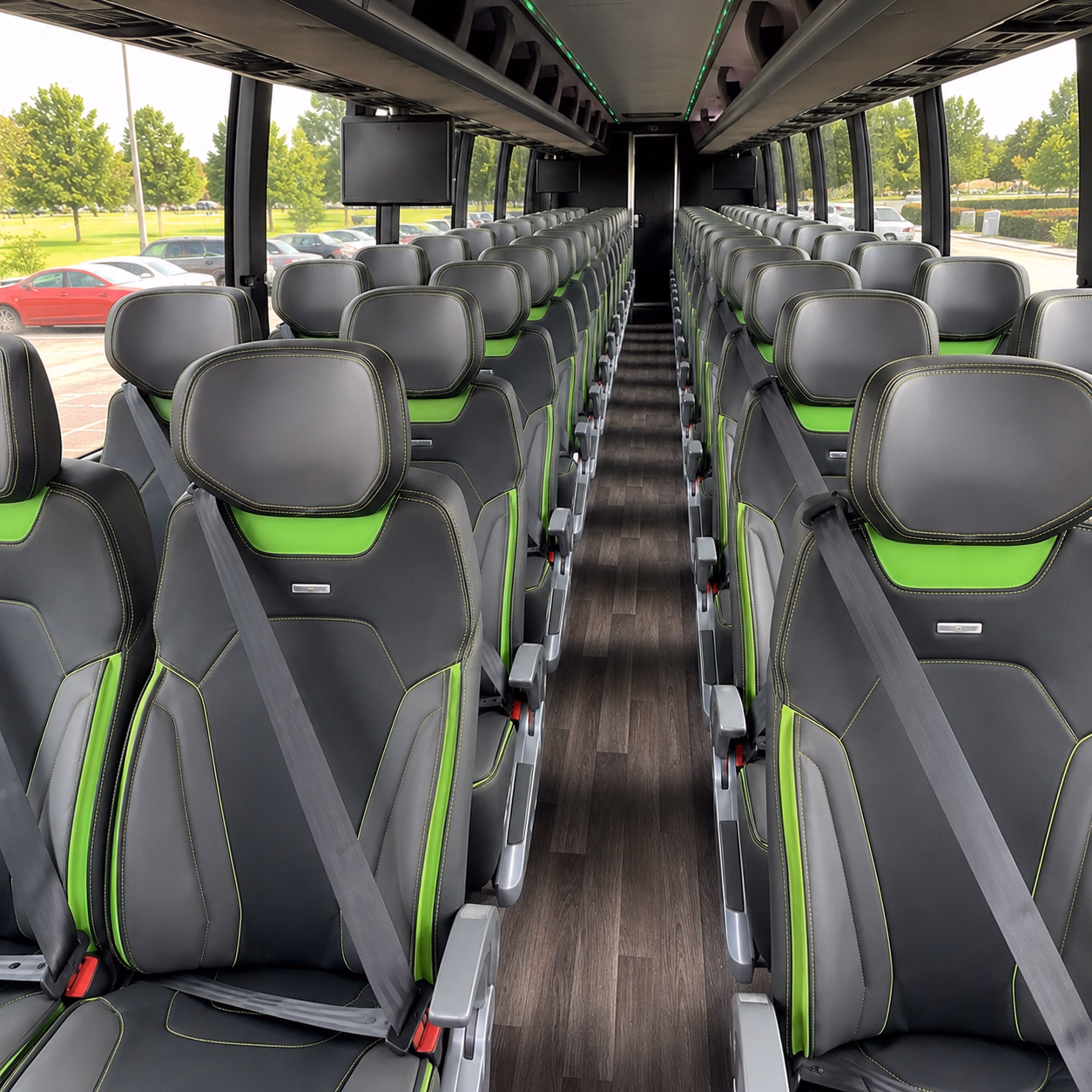columbus charter bus rental interior